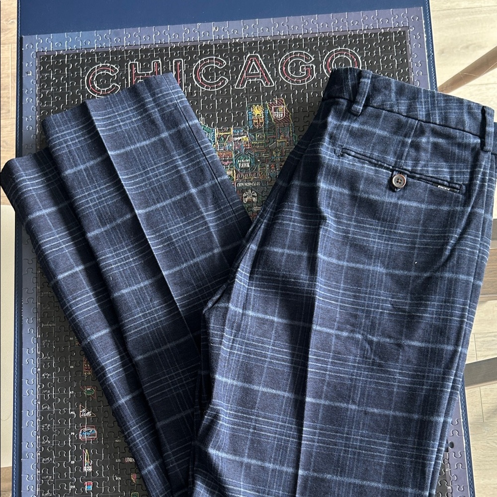 Bonobos Navy Shirt with Light Blue Medallion Print